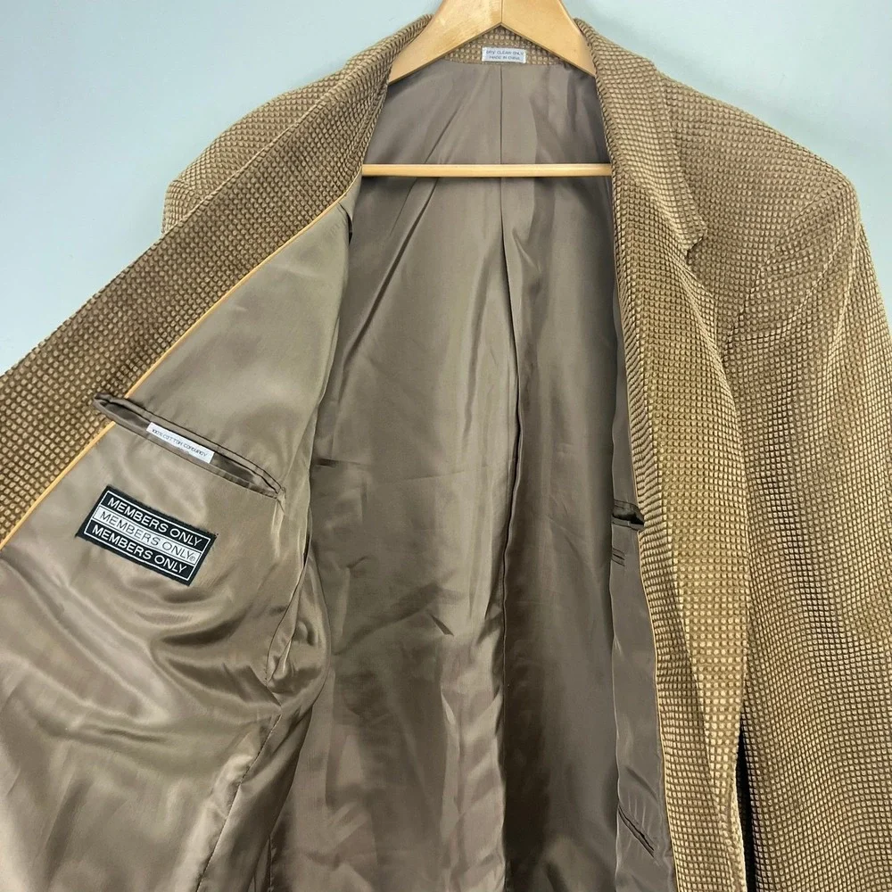 New Members Only Mens Brown Waffle Textured‎ Corduroy Blazer Jacket sz 48 Preppy